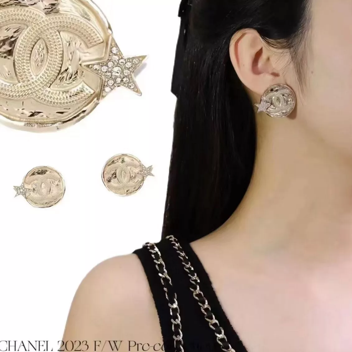 샤넬 라운드 코인 스타 더블C 귀걸이 상세 이미지 6