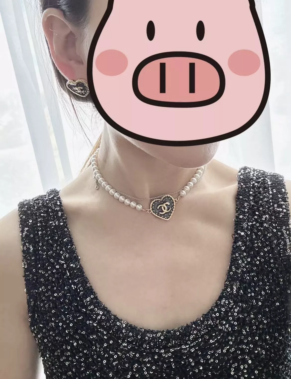 샤넬 데님 하트 펄 초커 목걸이 상세 이미지 14