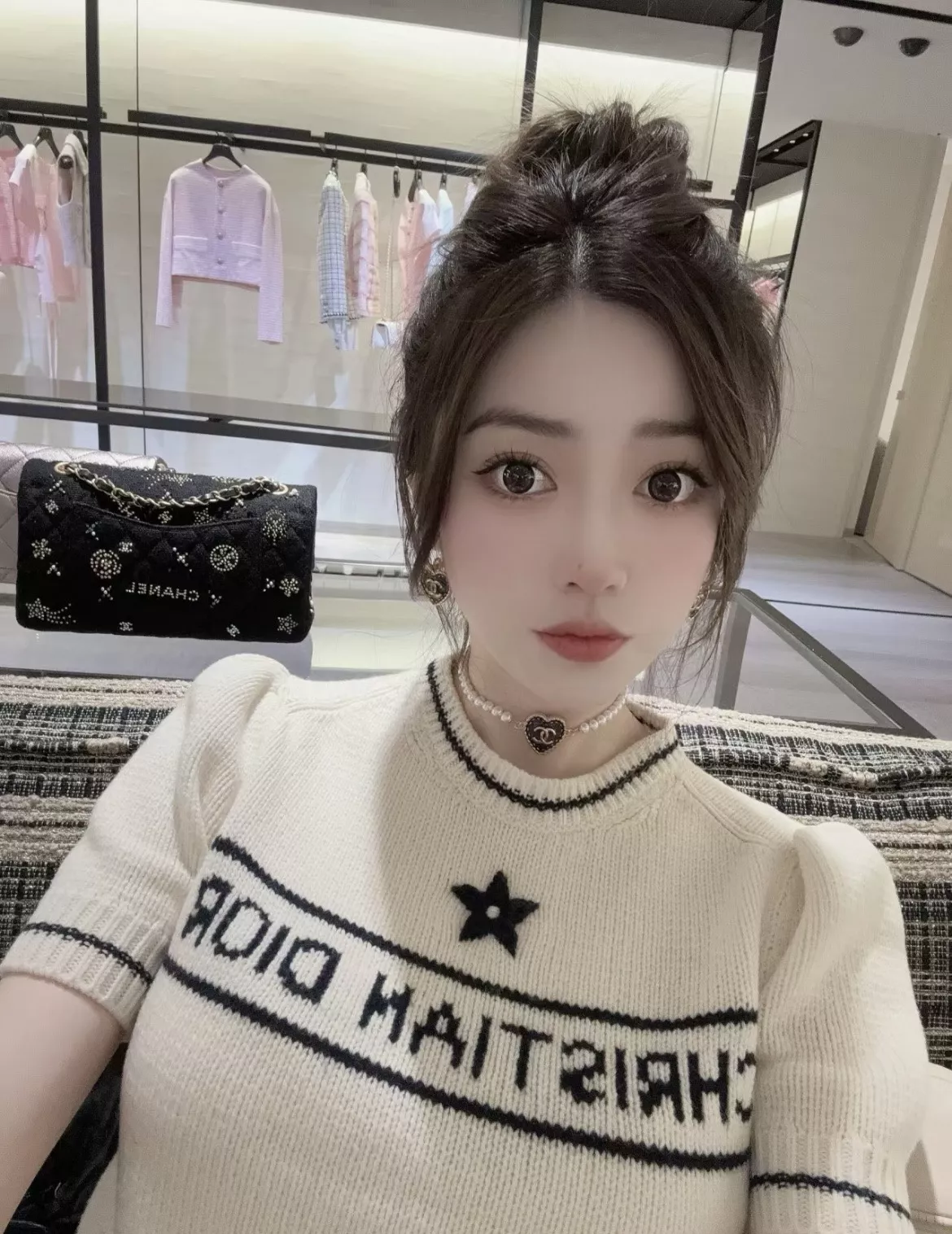 샤넬 데님 하트 펄 초커 목걸이 상세 이미지 11
