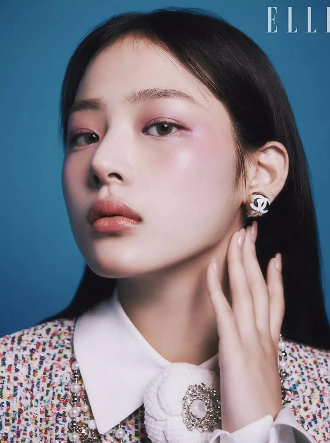 샤넬 더블C 핑크 에나멜 반구 메탈 스터드 귀걸이 상세 이미지 7
