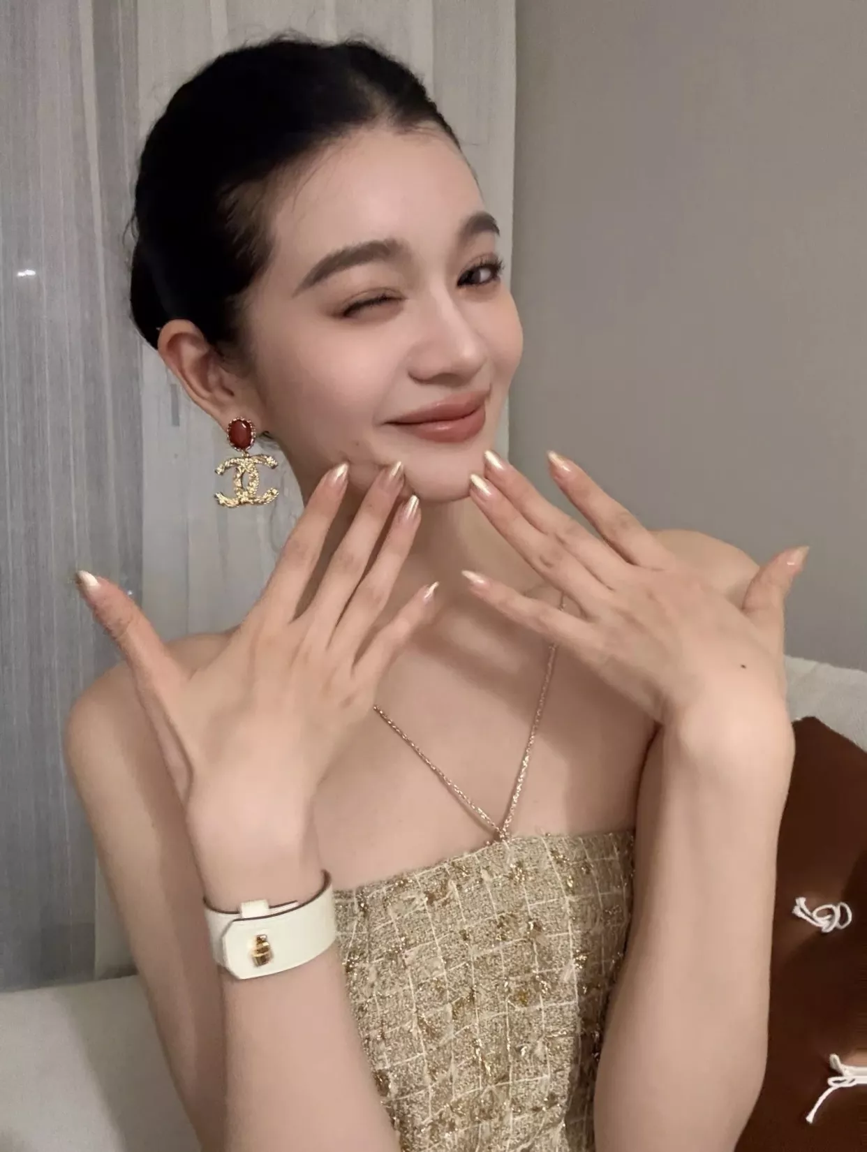샤넬 리본 포인트 더블C 체인 진주 믹스 네크리스 상세 이미지 13