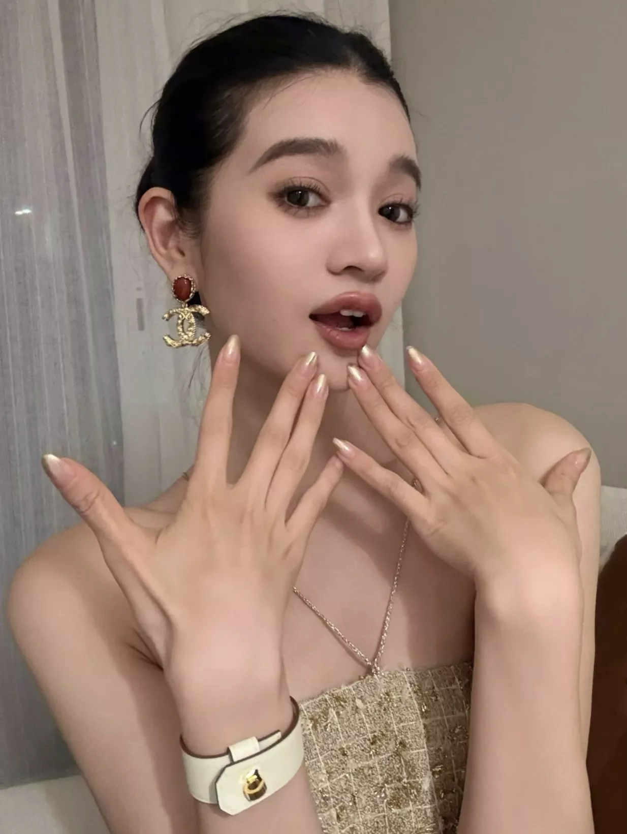 샤넬 리본 포인트 더블C 체인 진주 믹스 네크리스 상세 이미지 10