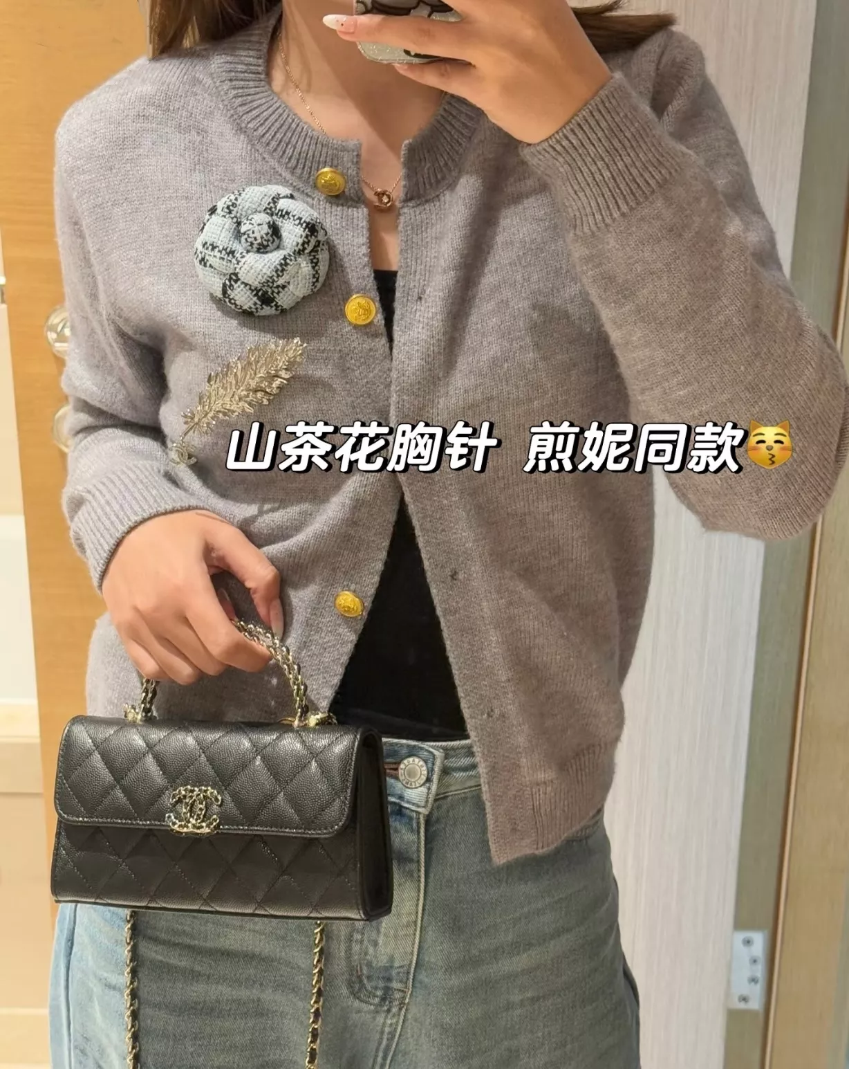샤넬 더블C 로고 깃털 장식 브로치 상세 이미지 6