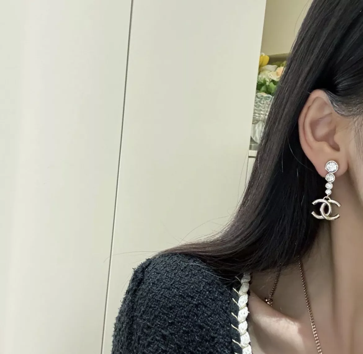 샤넬 더블C 라운드 큐빅 드롭 스터드 상세 이미지 13