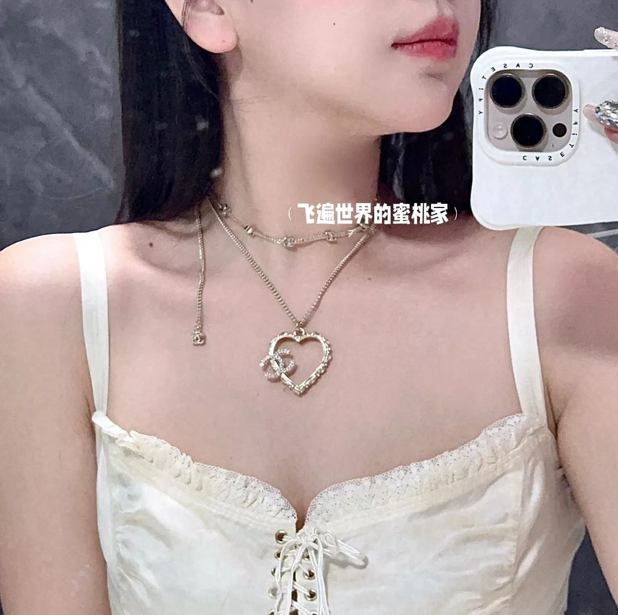 샤넬 더블C 하트 펀칭 빈티지 각인 목걸이 상세 이미지 9