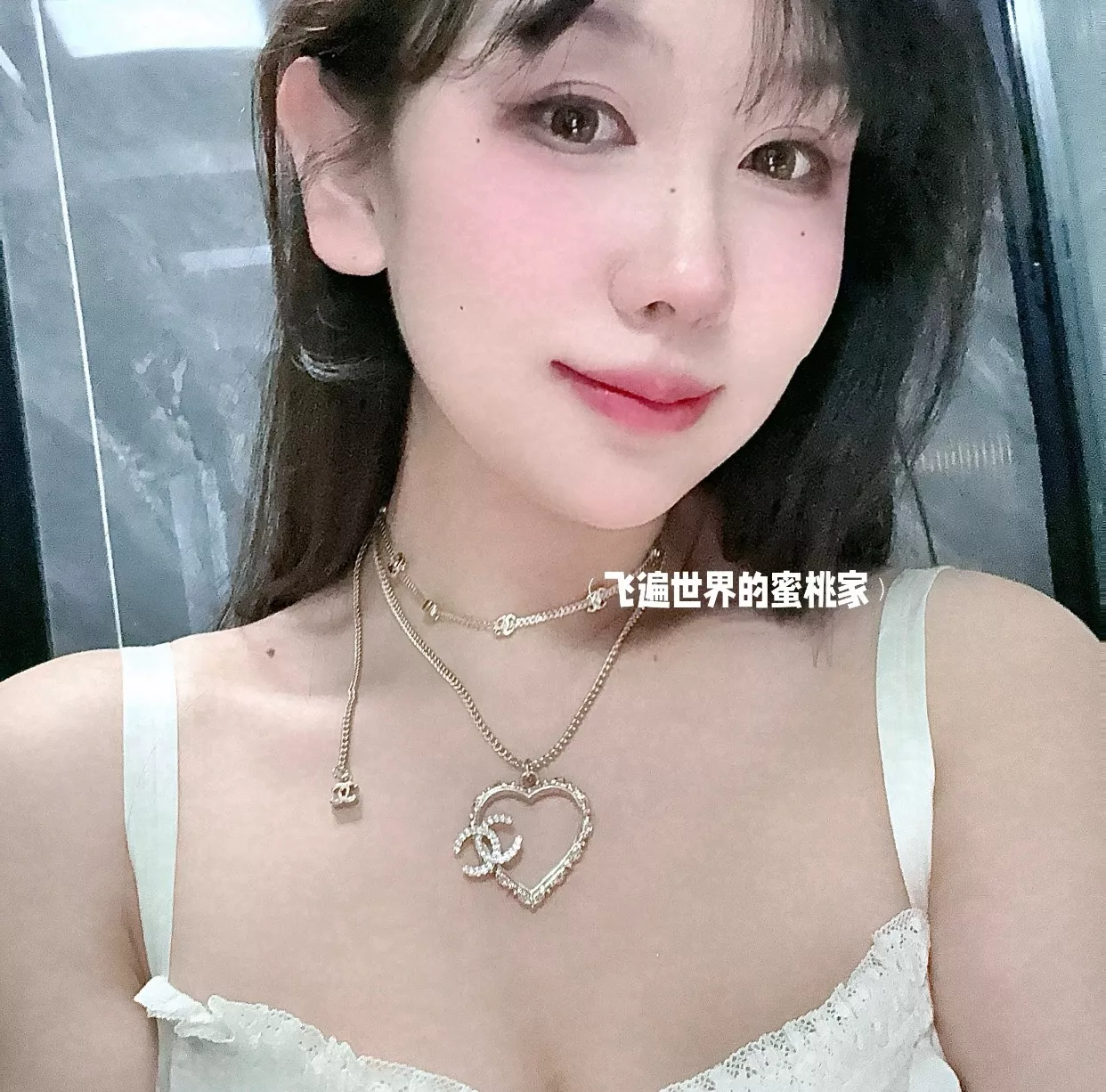 샤넬 더블C 하트 펀칭 빈티지 각인 목걸이 상세 이미지 8