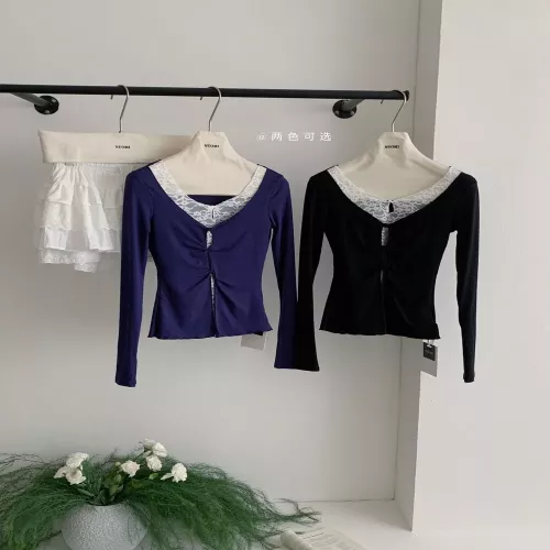노브랜드 페이크 레이어드 레이스 포인트 긴팔 탑