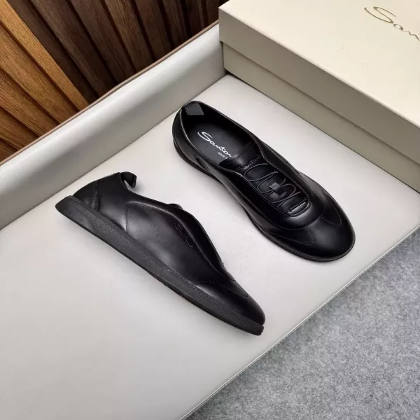 산토니 이탈리아 남성 캐주얼 가죽 로우탑 스니커즈