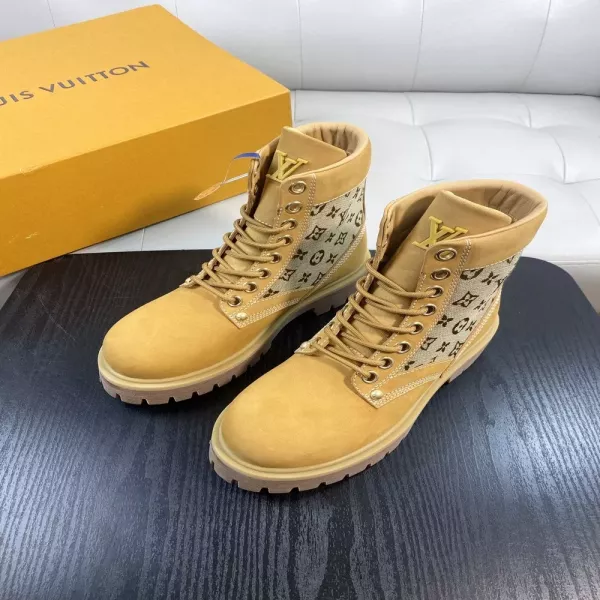 루이비통 LV SS25 레이스업 두꺼운 밑창 하이컷 부츠