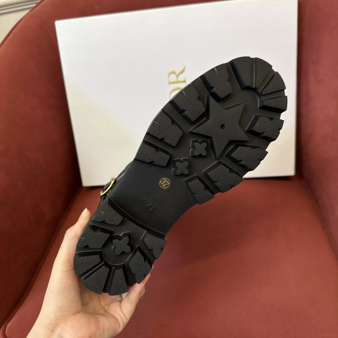 디올 가죽 3D 자수 원단 슬립온 롱 부츠 상세 이미지 6