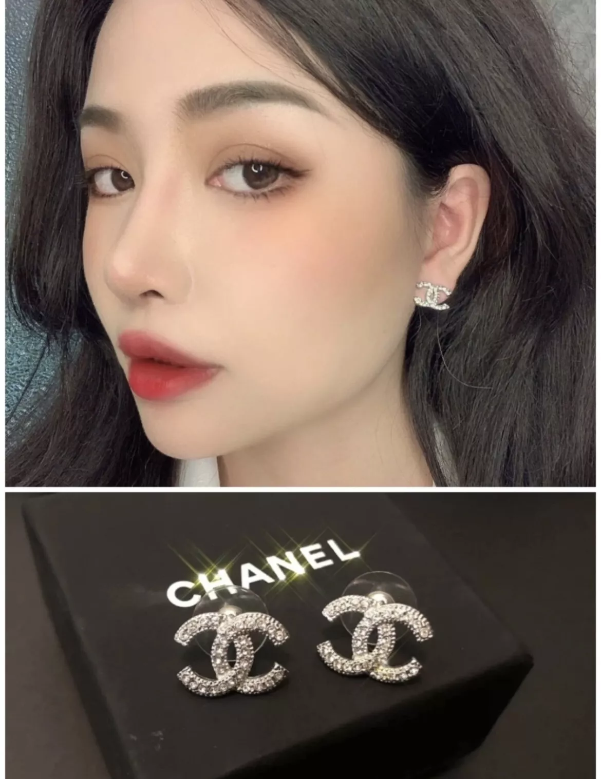 샤넬 더블C 클래식 미니 실버 스터드 귀걸이 상세 이미지 14