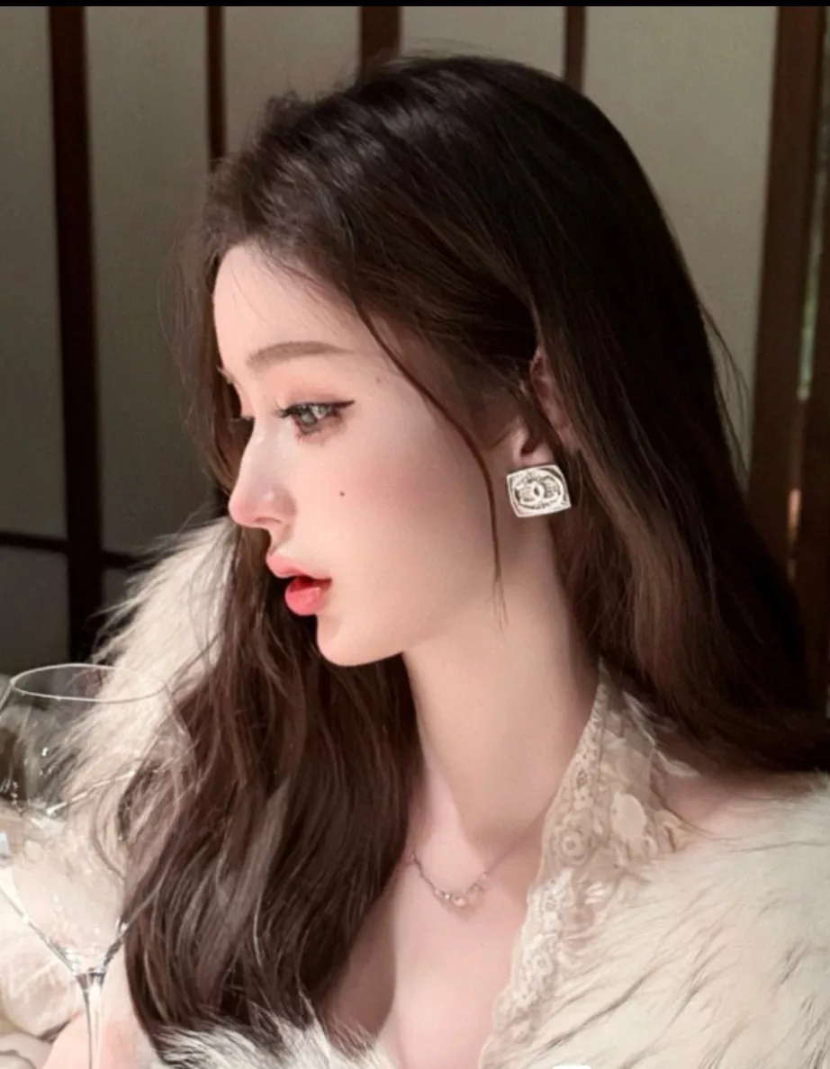 샤넬 25C 실버 풀크리스탈 사각 더블C 스터드 이어링 상세 이미지 8