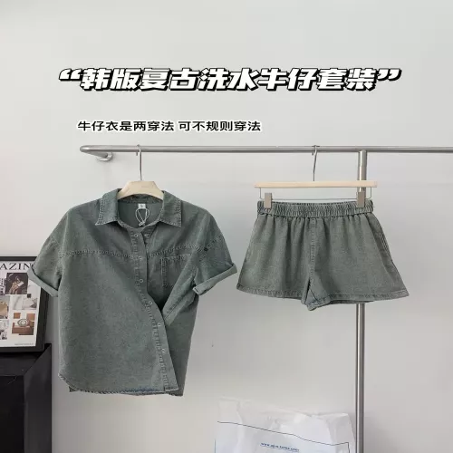 노브랜드 데님 반팔 셔츠 쇼츠 투피스 세트