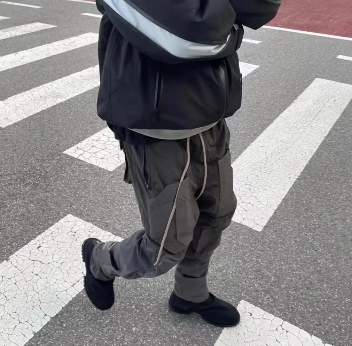 릭오웬스 2024SS 가죽 주름 캔버스 랩 미들부츠 상세 이미지 12