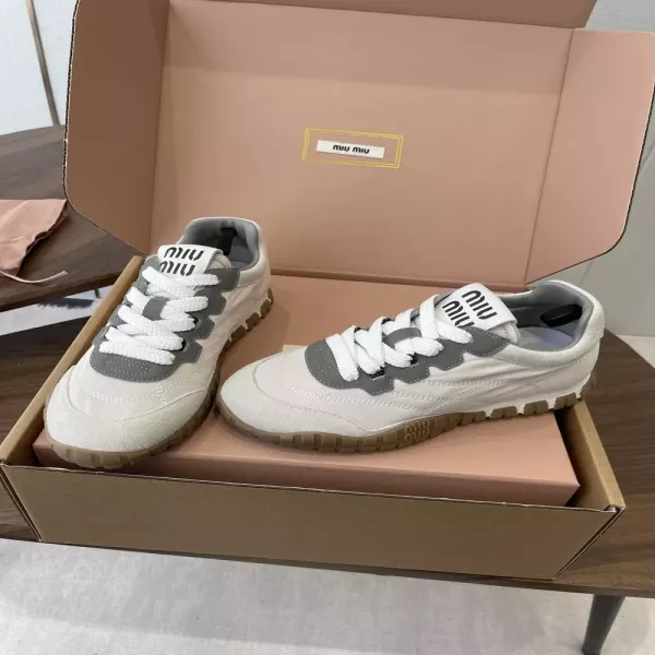 미우미우 26SS 신상 두꺼운 밑창 캔버스 레트로 스니커즈