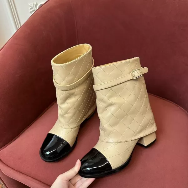 샤넬 투톤 퀼팅 앵클부츠