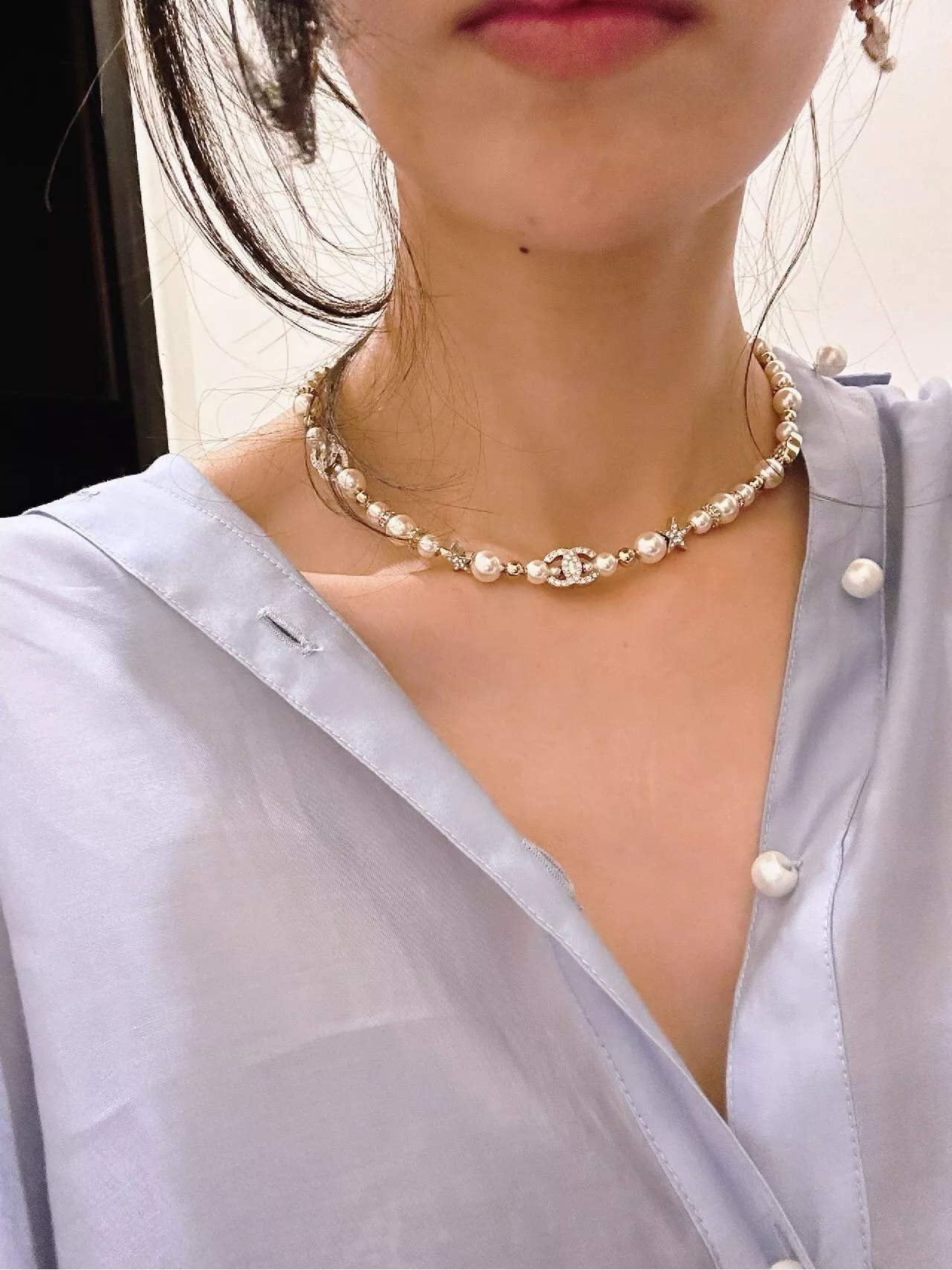 샤넬 진주 장식 더블씨 스타 초커 상세 이미지 25