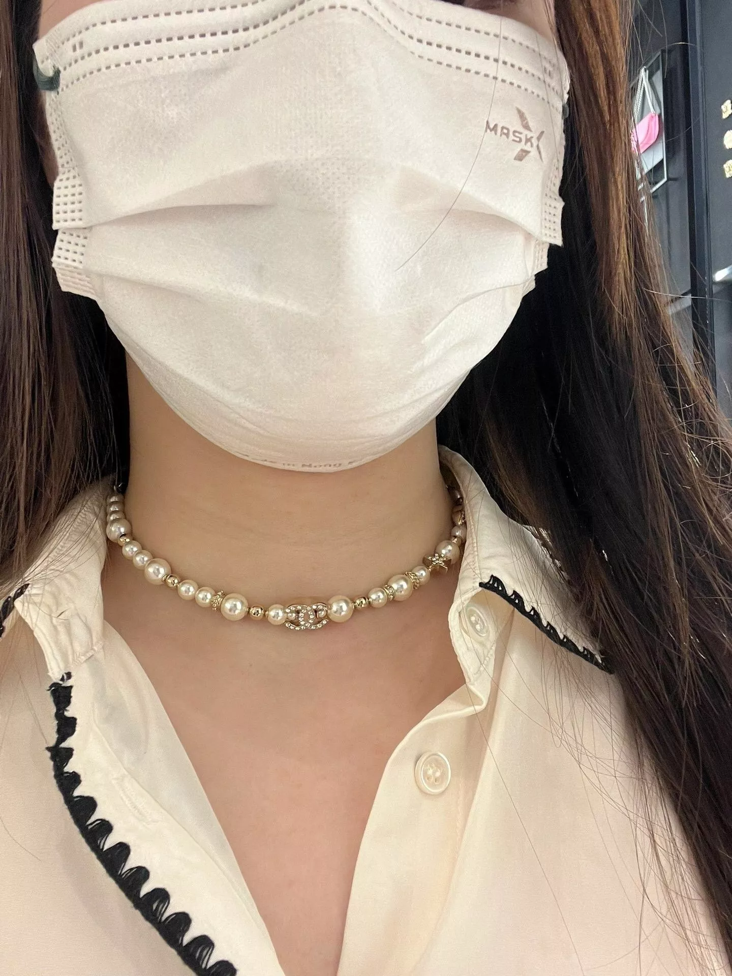 샤넬 진주 장식 더블씨 스타 초커 상세 이미지 20