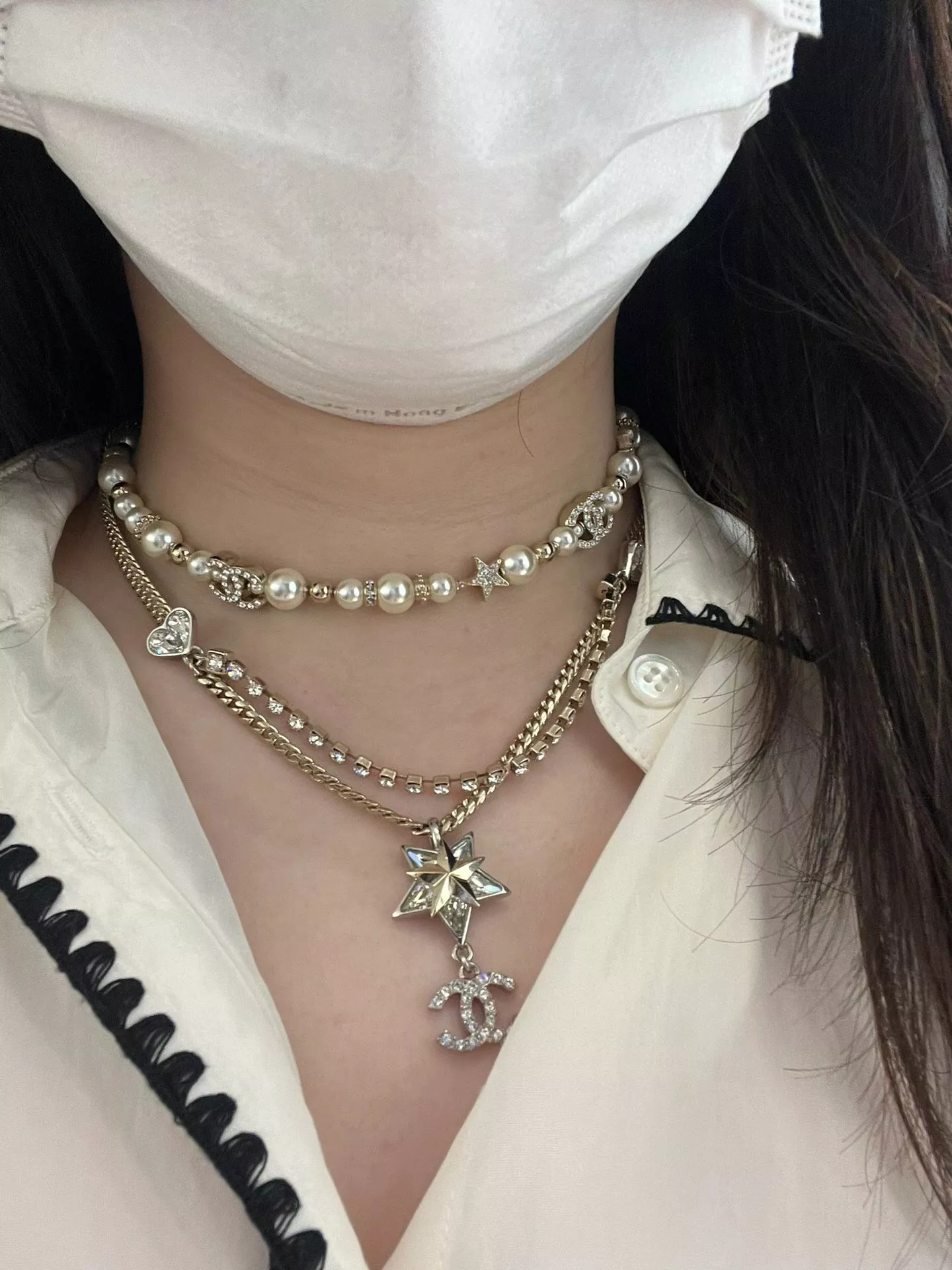 샤넬 진주 장식 더블씨 스타 초커 상세 이미지 21