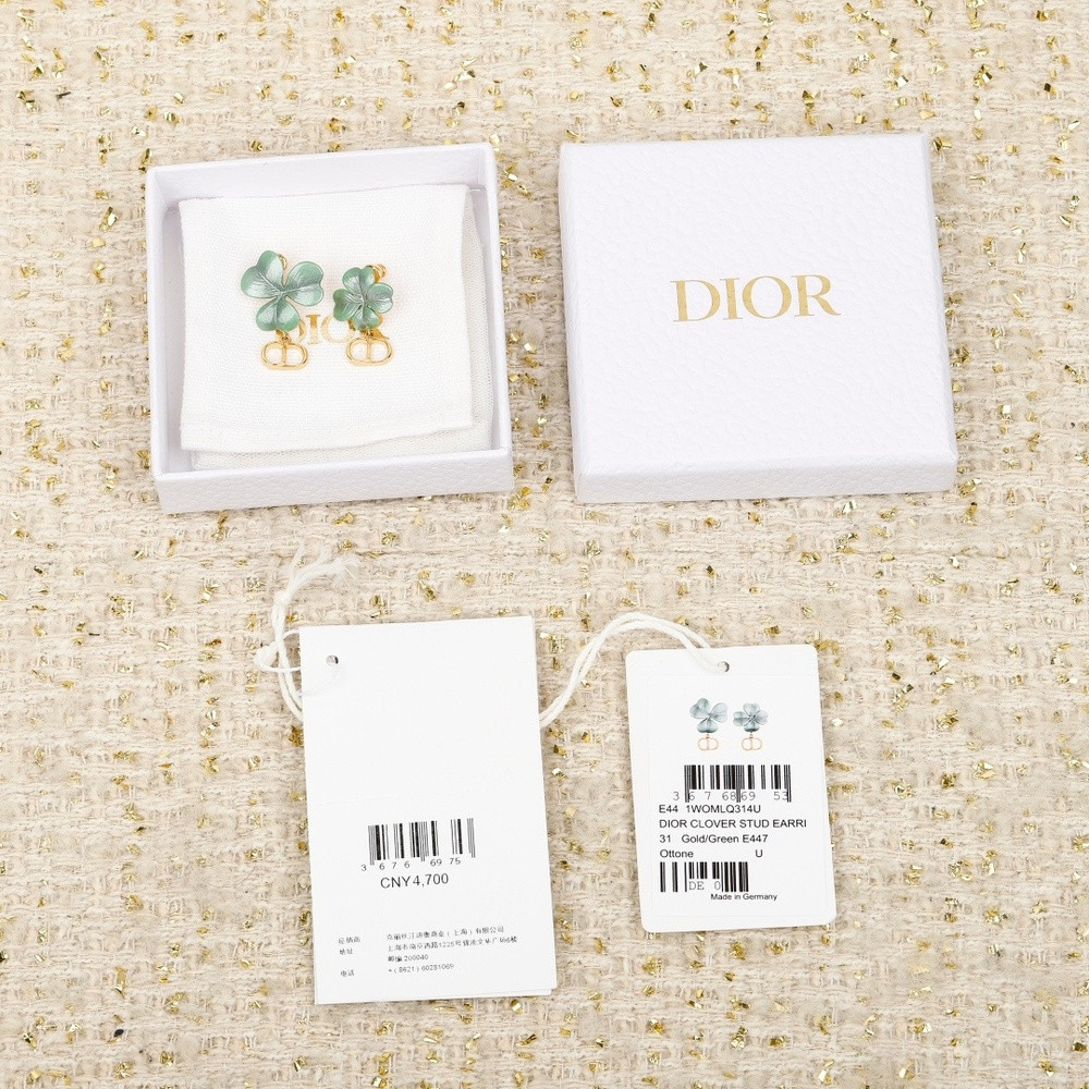 디올 클로버 CD 스터드 이어링
