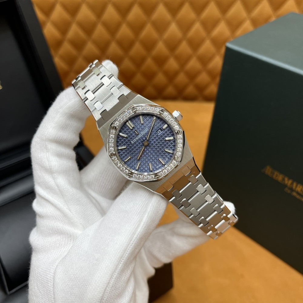오데마피게 로열오크 33mm 다이아 베젤 메탈 워치