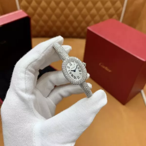 까르띠에 미니 다이아 화이트골드 워치