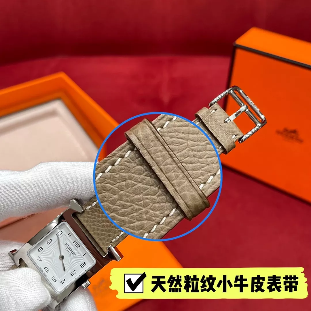에르메스 Heure H 화이트 다이얼 엡솜 가죽 스트랩 워치 상세 이미지 19
