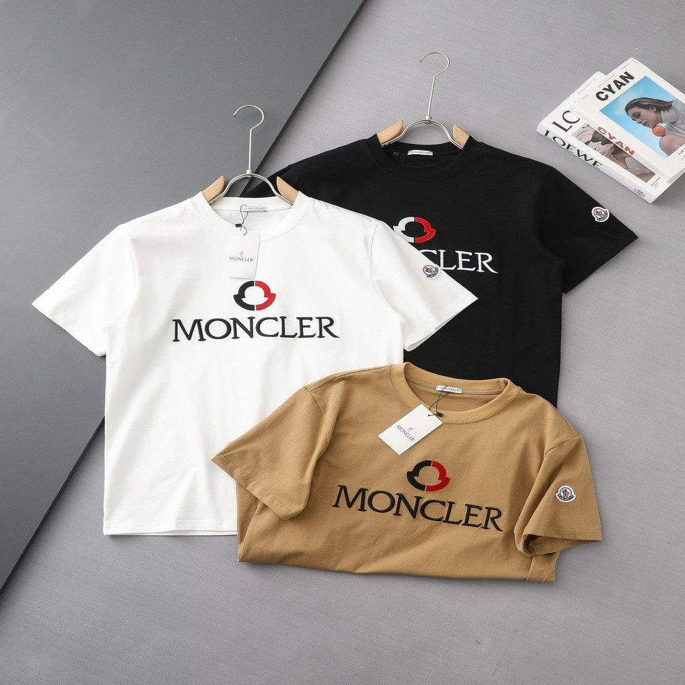 몽클레어 로고 자수 배색 반소매 티셔츠