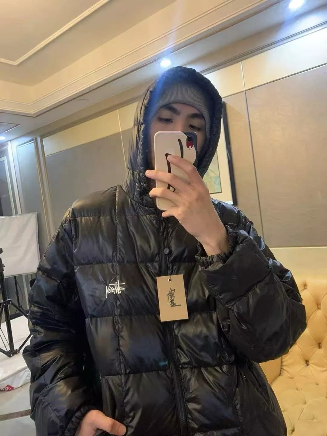 스투시 로고 히든포켓 후드 패딩 재킷 상세 이미지 12