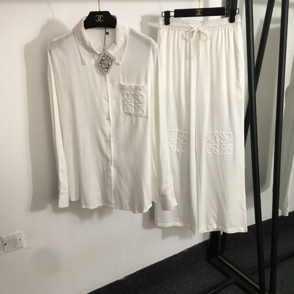 로에베 리넨 홈웨어 셔츠 와이드 팬츠 세트