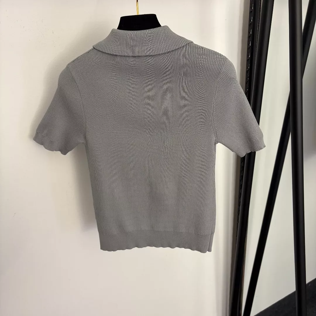 미우미우 로고 집업 카라 반소매 니트 상세 이미지 13