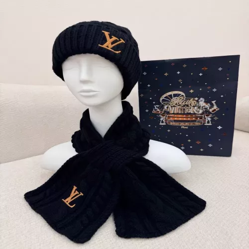 루이비통 케이블 니트 머플러 비니 세트