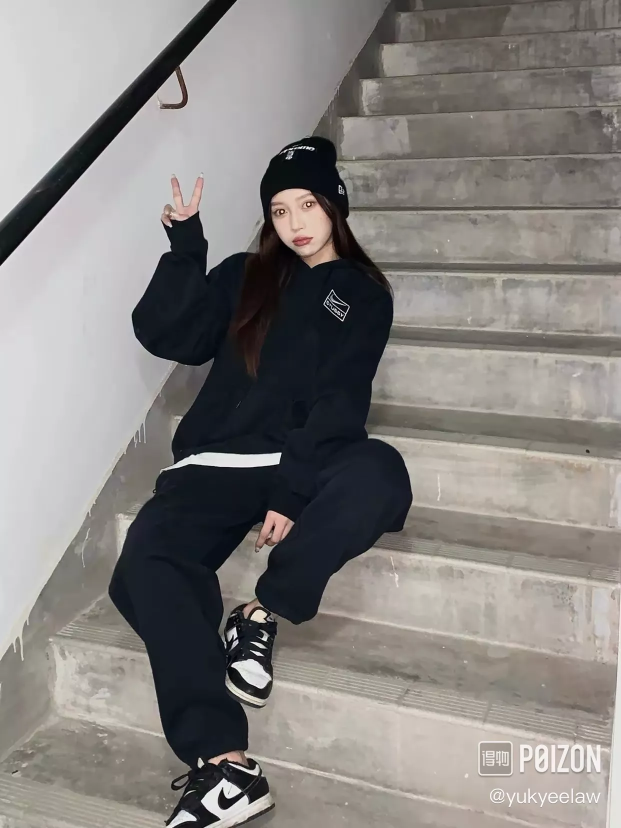나이키 스투시 콜라보 자수 로고 기모 후드와 팬츠 세트 상세 이미지 23