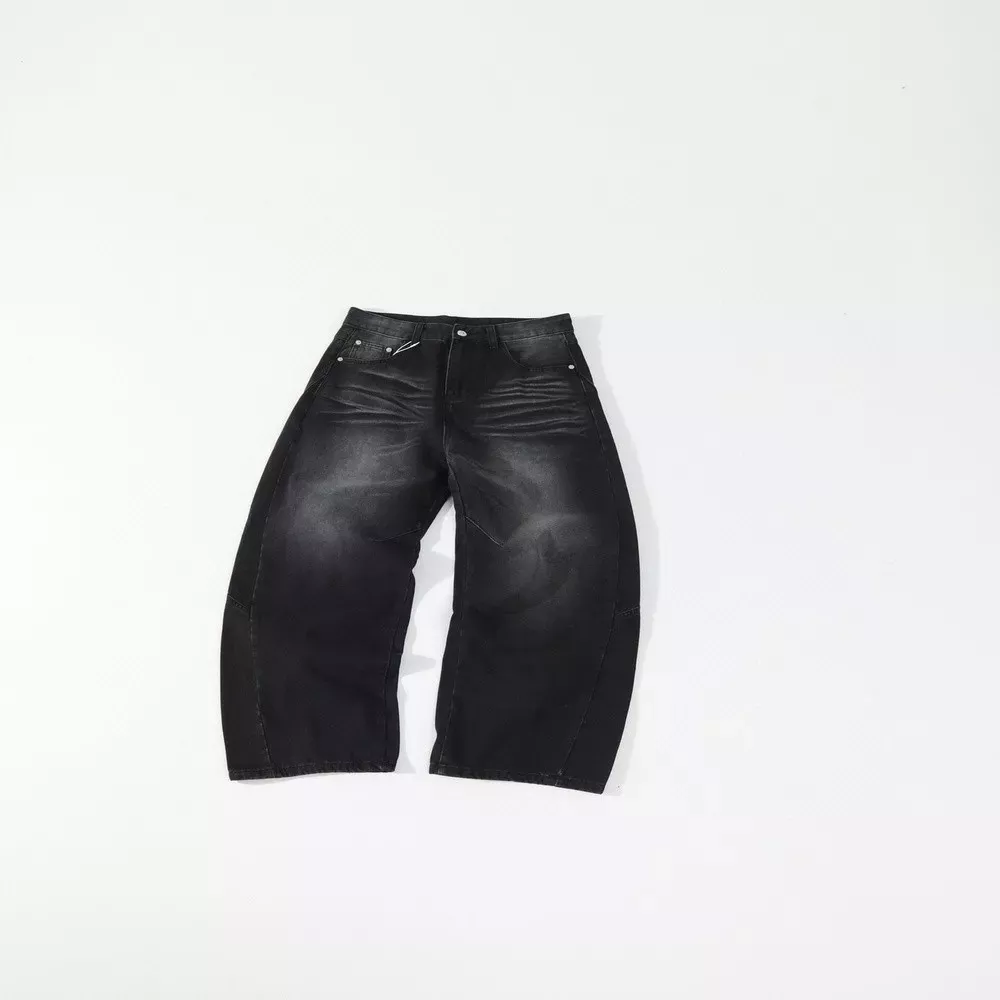 발렌시아가 빈티지 워시 절개 커브드 데님 팬츠