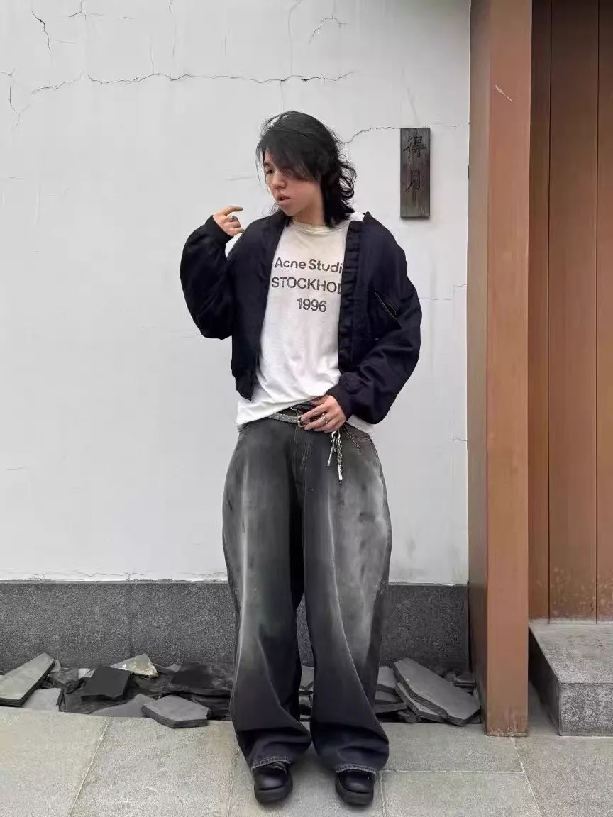 노브랜드 핸드 페인팅 워싱 배기 데님 팬츠 상세 이미지 17