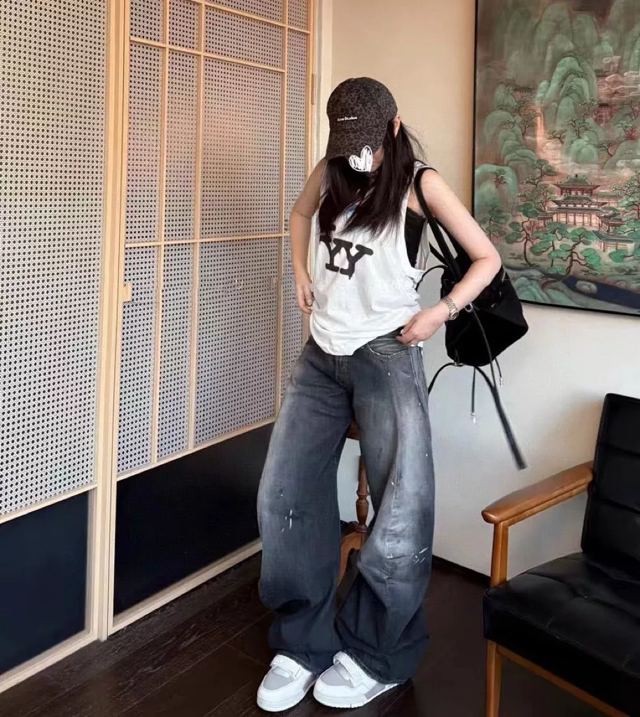 노브랜드 핸드 페인팅 워싱 배기 데님 팬츠 상세 이미지 21