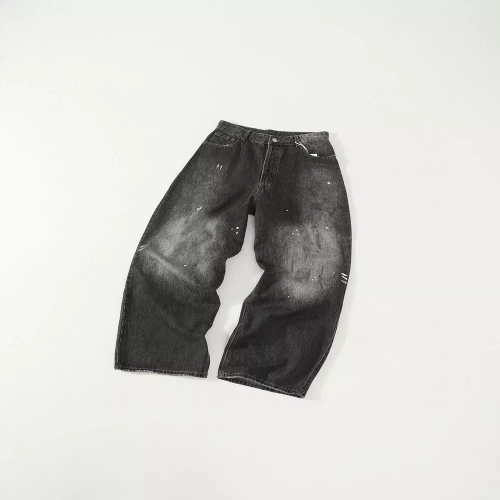 노브랜드 핸드 페인팅 워싱 배기 데님 팬츠