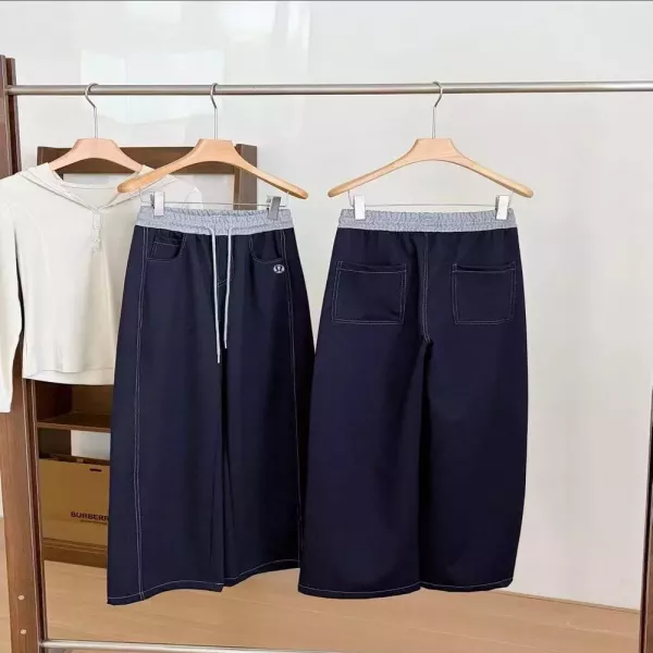 룰루레몬 배색 허리밴드 텍스처 와이드 팬츠