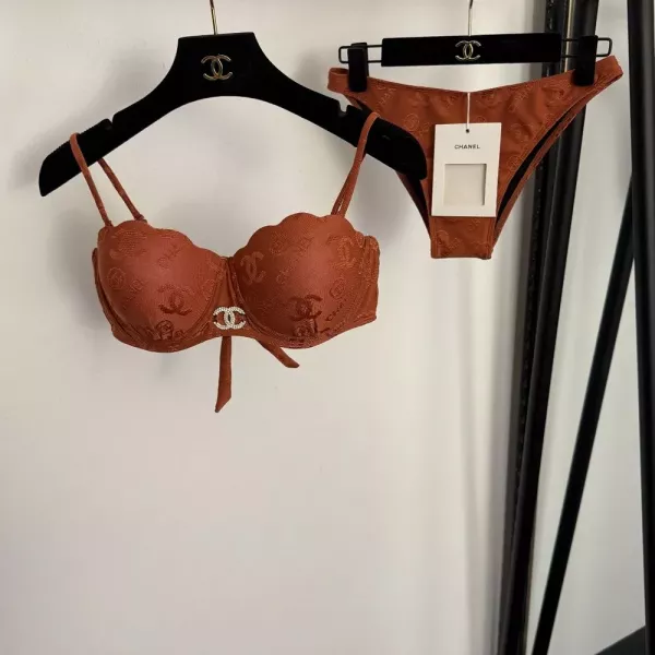 샤넬 로고 자카드 비키니 투피스 세트