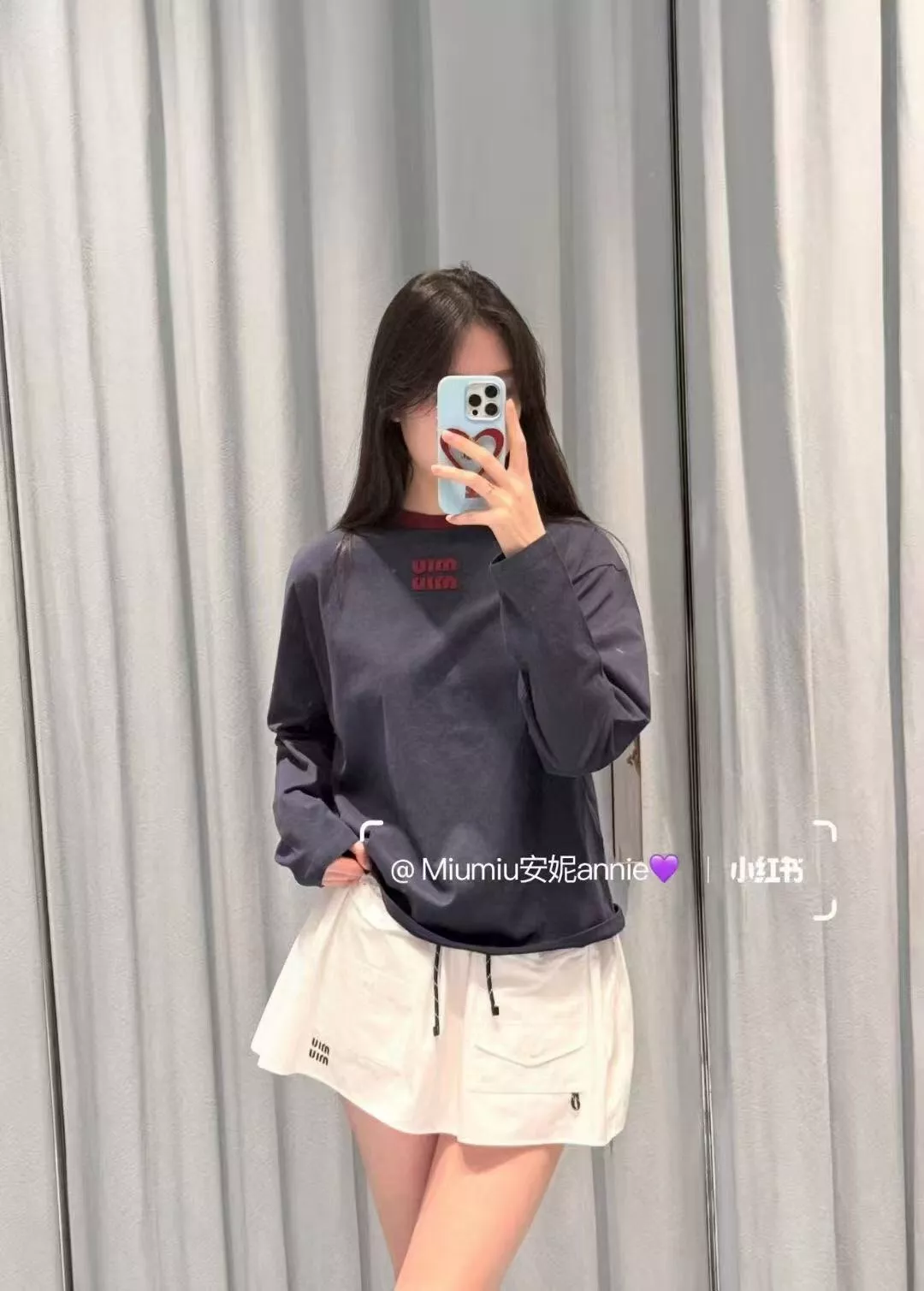 미우미우 로고 자수 패치 긴소매 티셔츠 상세 이미지 10