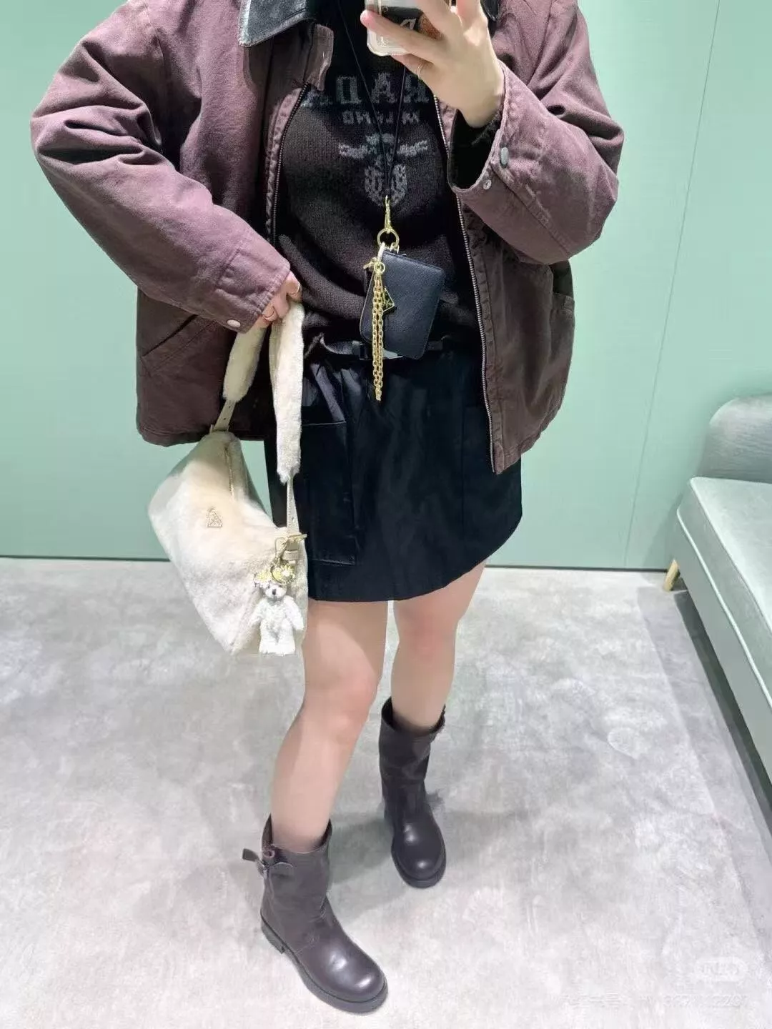 프라다 안전 버클 벨트 나일론 쇼트 스커트 상세 이미지 21