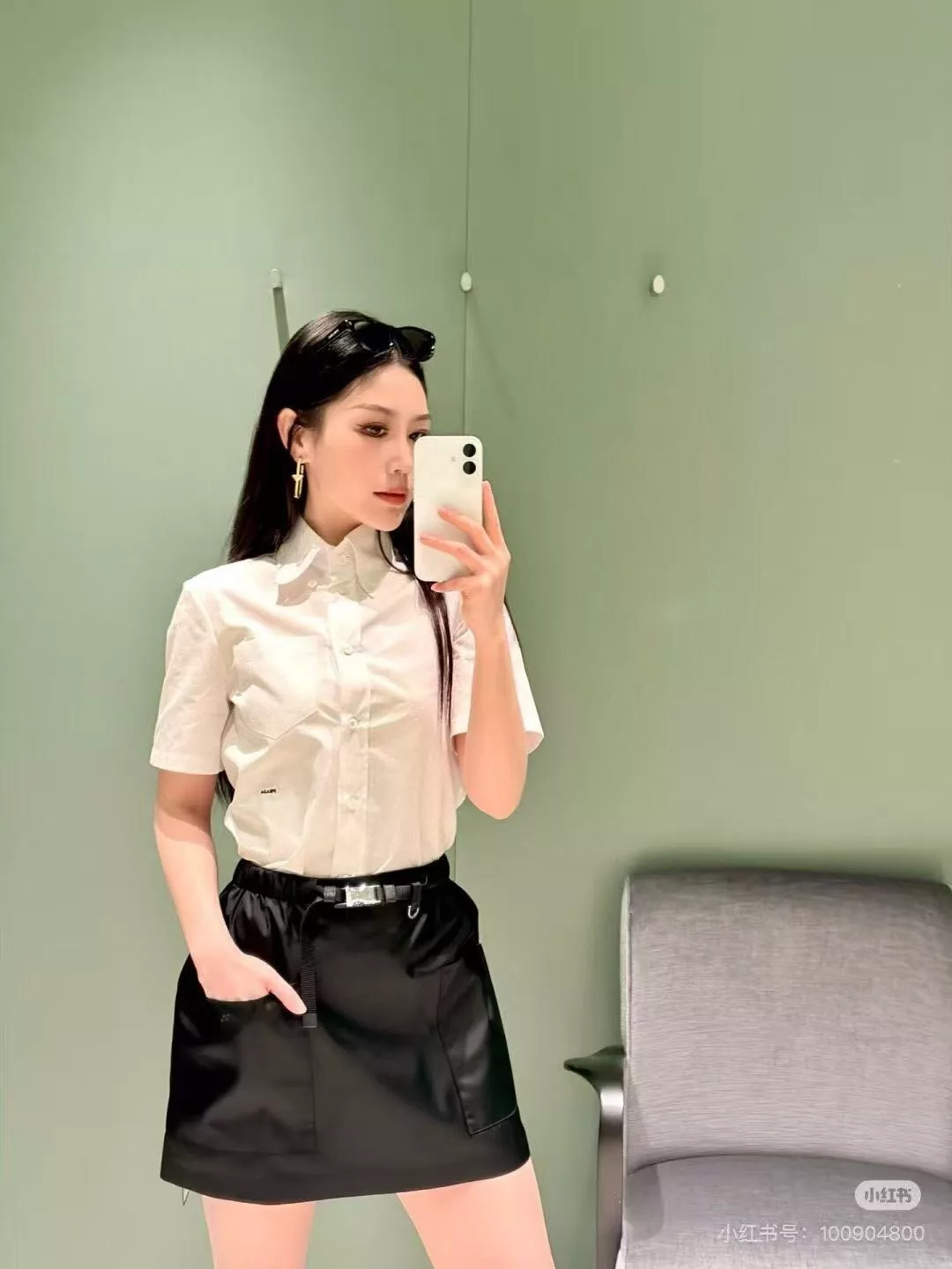프라다 안전 버클 벨트 나일론 쇼트 스커트 상세 이미지 23