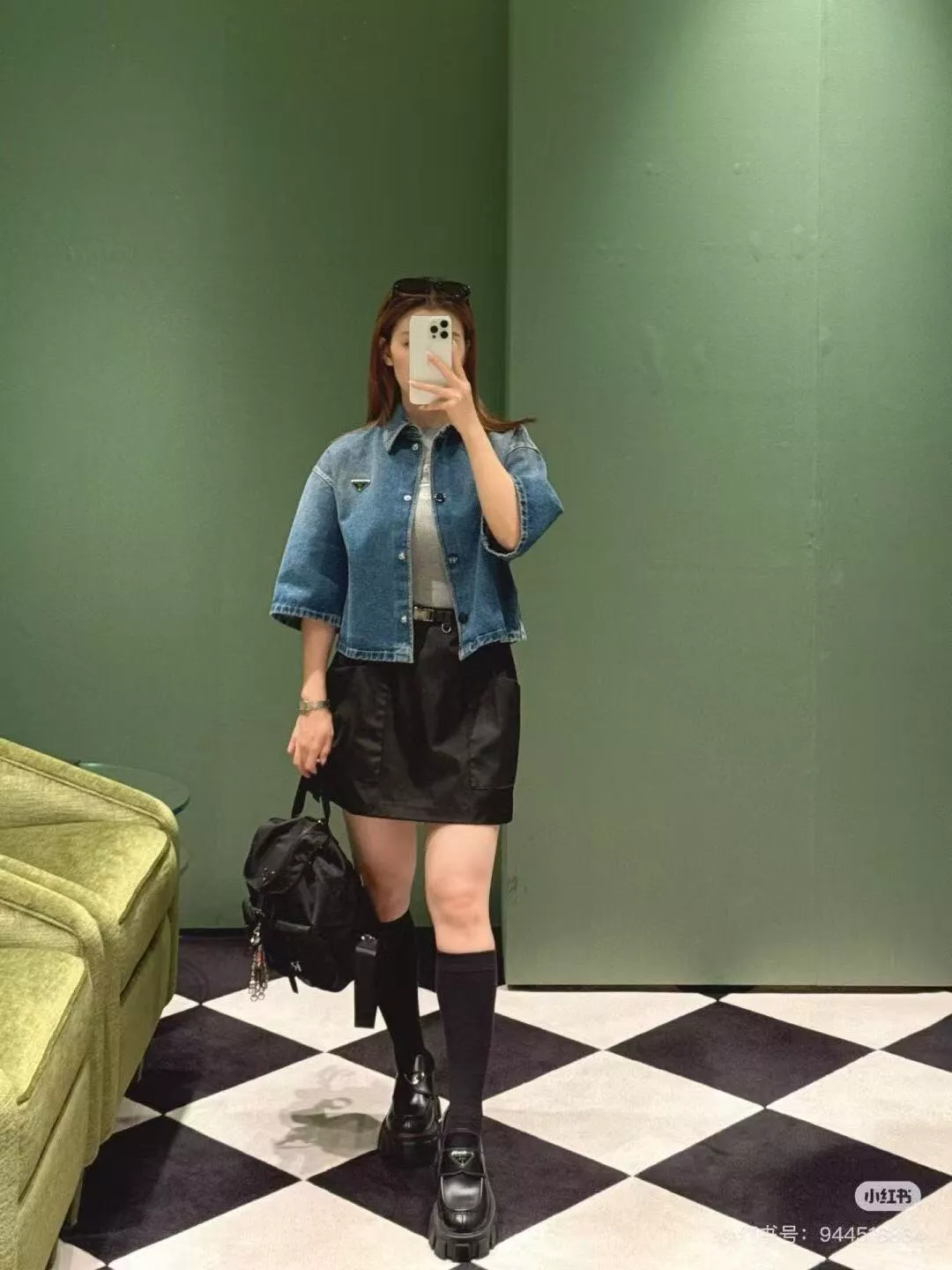 프라다 안전 버클 벨트 나일론 쇼트 스커트 상세 이미지 16