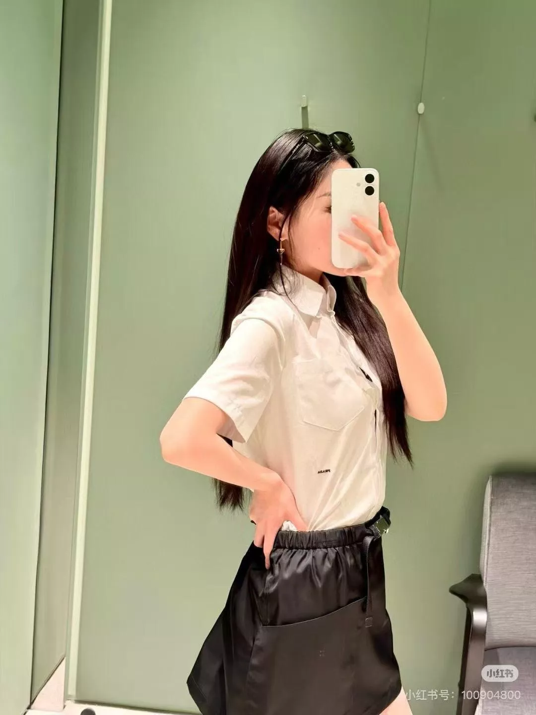 프라다 안전 버클 벨트 나일론 쇼트 스커트 상세 이미지 22
