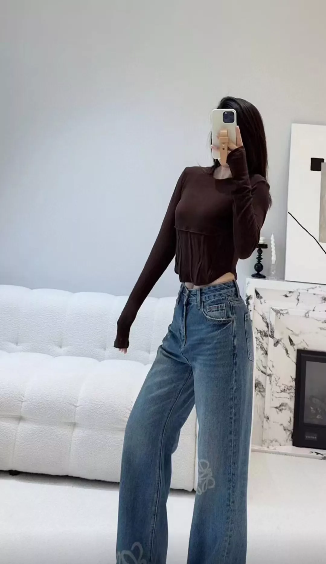 로에베 로고 프린트 와이드 데님 팬츠 상세 이미지 12