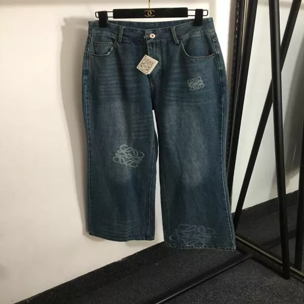 로에베 로고 프린트 와이드 데님 팬츠