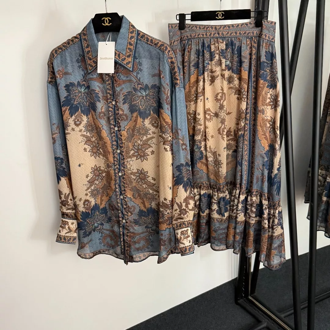 짐머만 빈티지 플라워 프린트 셔츠 스커트 세트 상세 이미지 1