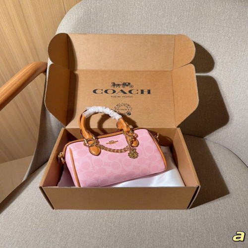 코치 한정 핑크 미니 로완 백