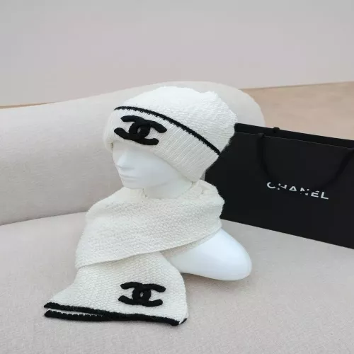 샤넬 로고 캐시미어 머플러 비니 세트