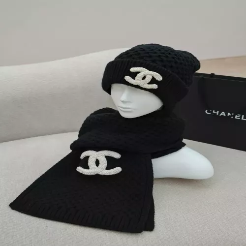 샤넬 더블씨 로고 캐시미어 머플러 비니 세트